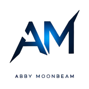 The official logo of Abby Moonbeam, representing the **philosophical depth** and **profound narrative** central to the artistry.